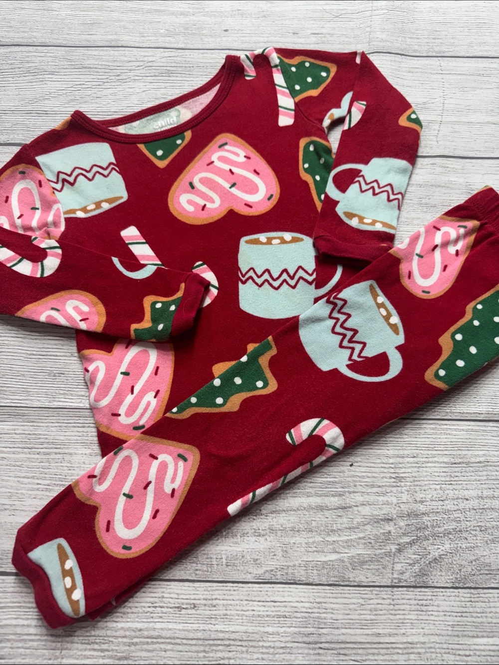 Child of Mine Toddler Girls Red Holiday Cookie & Cocoa Pajama Set
